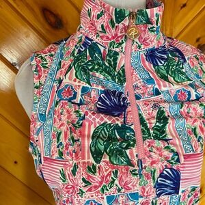 Stella Parker Sport NEW Pink Tropical Floral Quarter Zip Golf Top Women's Medium